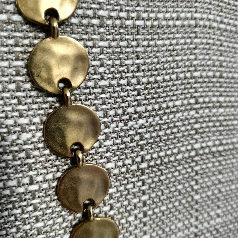 Premier Design Hammered Gold tone Link Chain Necklace 22" - Picture 3 of 6